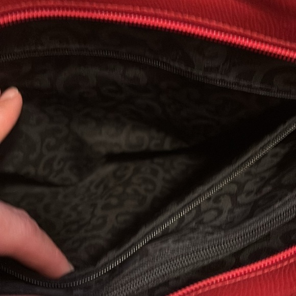 Yves Saint Laurent Red Embossed Shoulder Bag - Picture 8 of 17